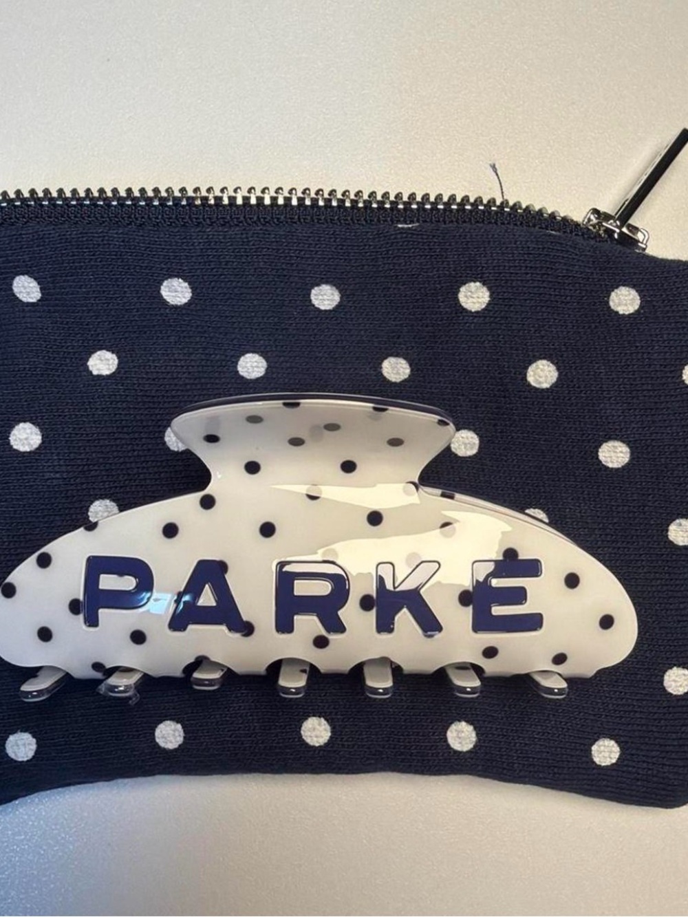 PARKE White Polka Dot Hair Claw Clip - Chic Black and White Accessory